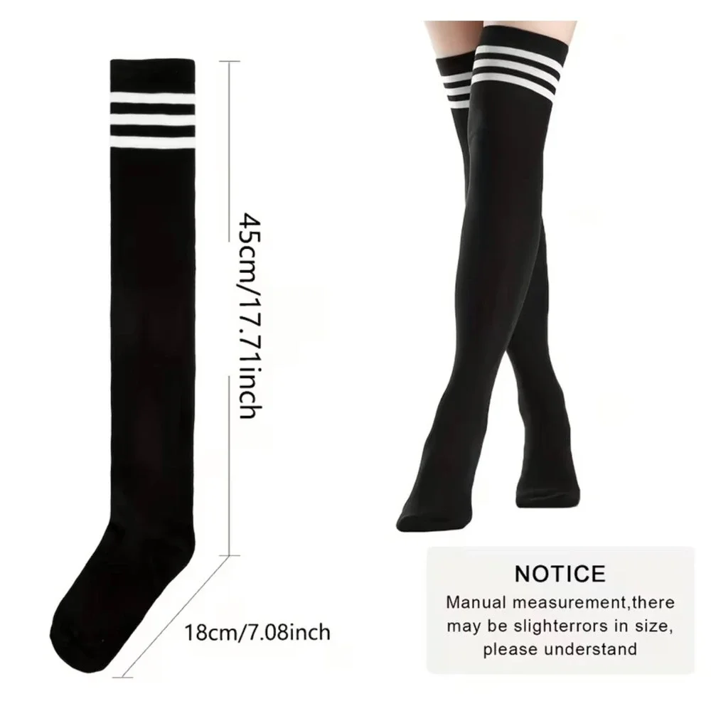 Gray with 3 White Stripes Over the Knee Thigh High Socks ONE SIZE Grunge Emo NEW